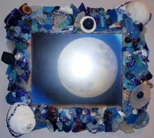 Beach glass moon frame